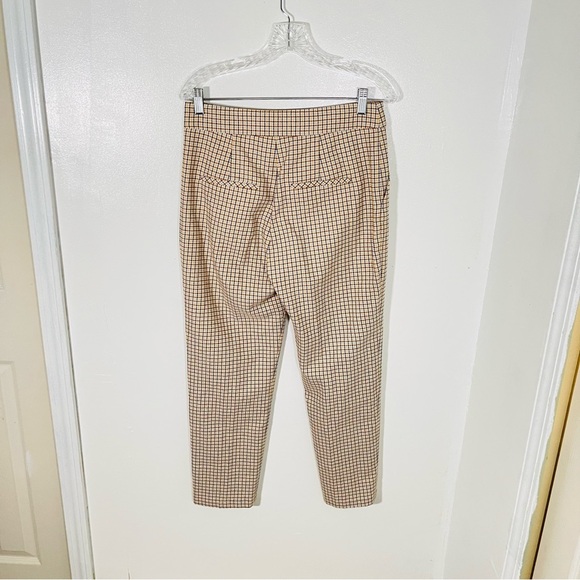 Veronica Beard Renzo Skinny Ankle Trouser Pants Gold Tan Plaid Quiet Luxury - Picture 4 of 9
